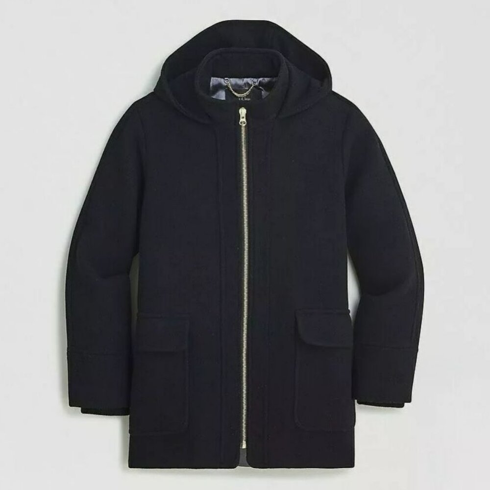 J. Crew Hooded Swing Coat Italian Stadium Cloth